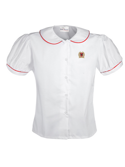 Peter Pan Blouse with Red Piping/Short Sleeve
