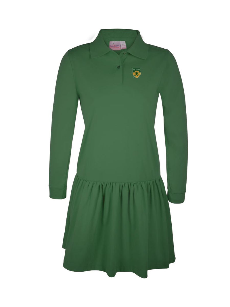 knee length dresses for ladies Long Sleeve Navy Polo Dress – Custom Logoware & School Outfitters main image 0