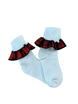 Girls Plaid Ruffle Ankle Socks